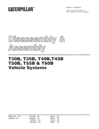 Caterpillar T60B Forklift Service Manual