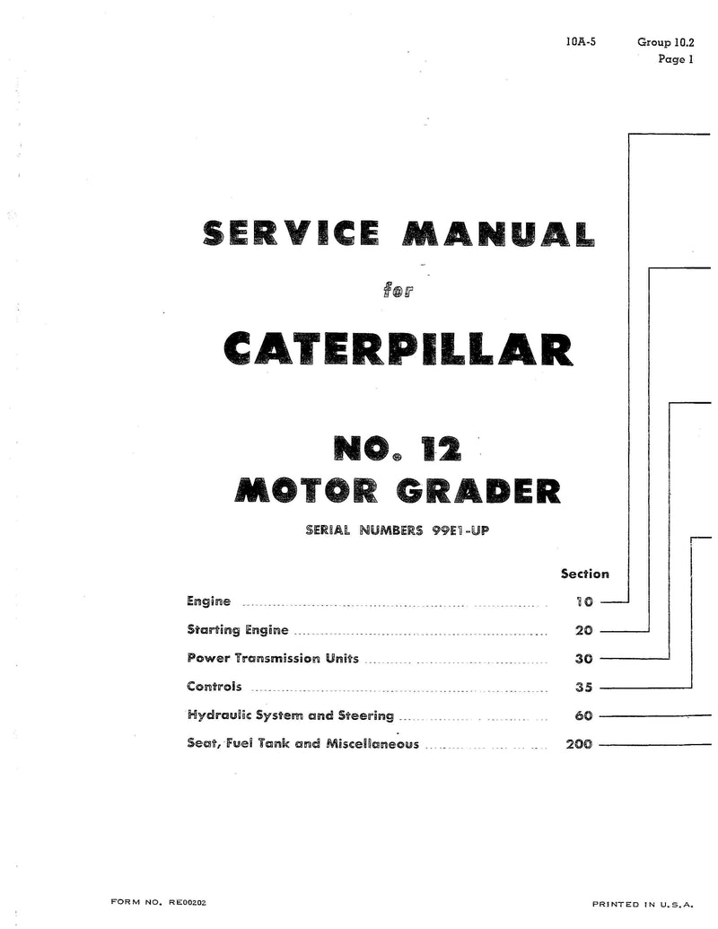 12E Caterpillar Motor Grader 99E Full Complete Service Repair Manual