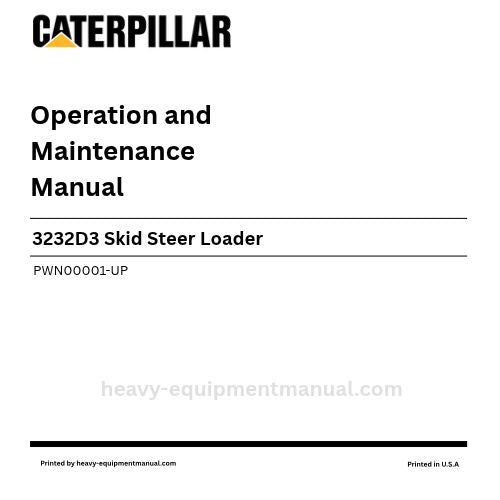 Caterpillar 232D3 Skid Steer Loader Operation & Maintenance Manual (PWN00001-UP) PDF