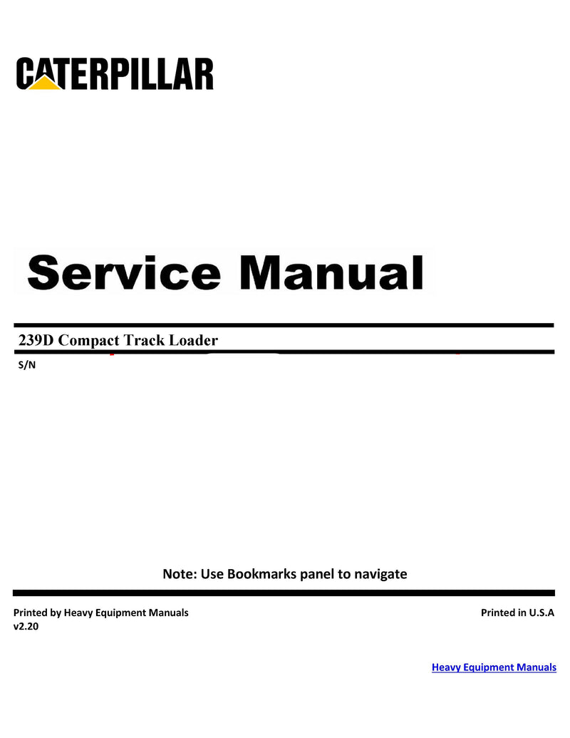 Caterpillar 239D Compact Track Loader Service Manual PDF