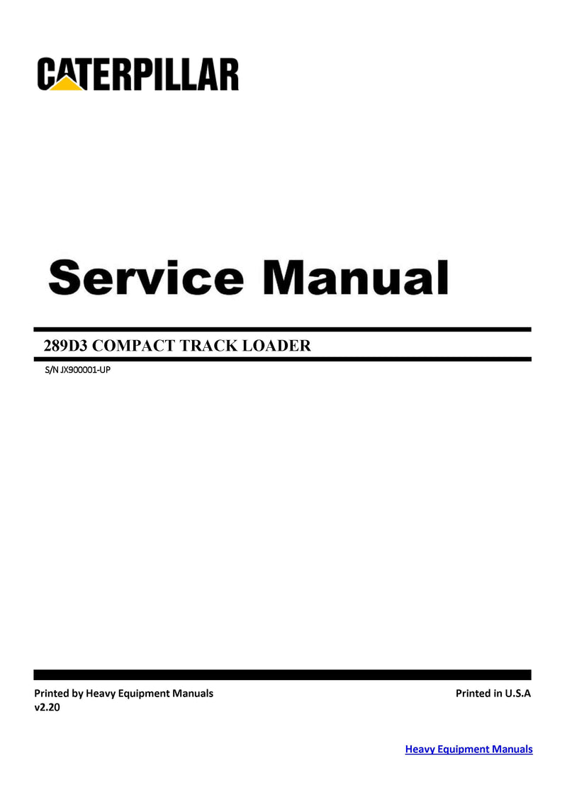 Caterpillar 289D3 Skid Steer Loader Service Manual JX9