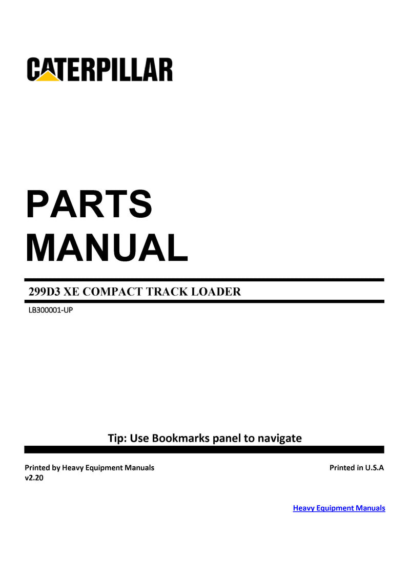 Caterpillar 299D3 XE Compact Track Loader Parts Manual LB3