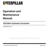 Caterpillar 304 Mini-Hydraulic Excavator Operation & Maintenance Manual (4Z400001-UP) PDF
