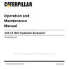 Caterpillar 305 CR Mini Hydraulic Excavator Operation & Maintenance Manual (5C500001-UP) PDF