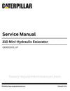 Caterpillar 310 Mini-Hydraulic Excavator Service Manual (GK900001-UP) PDF Download