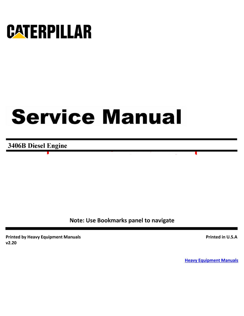 Caterpillar 3406B 4MG 7FB 5KJ Diesel Engine Full Complete Service Manual