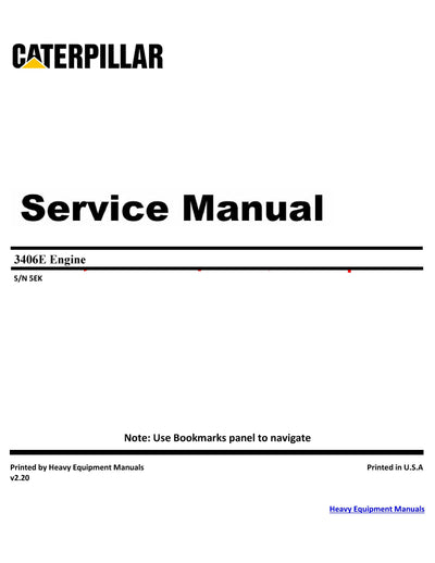 Caterpillar 3406E 5EK Engine Full Complete Service Manual