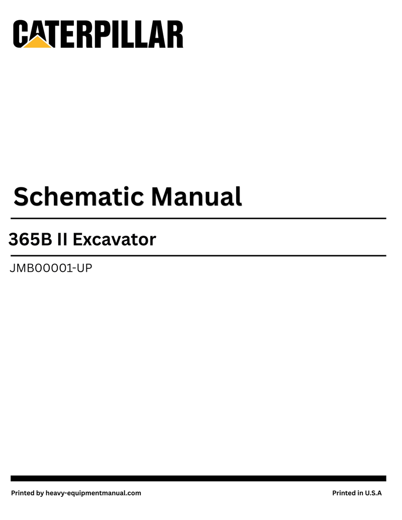 Caterpillar 365B II Excavator Complete Schematic Manual JMB00001-UP