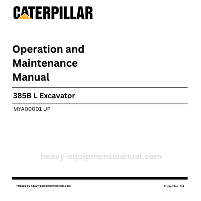 Caterpillar 385B L Excavator Operation & Maintenance Manual (MYA00001-UP) PDF