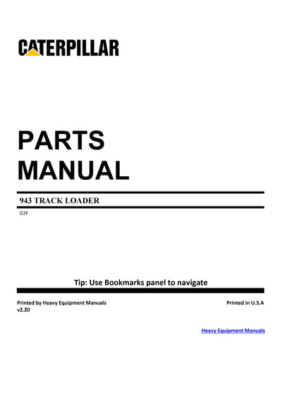 Caterpillar 943 Track Loader Parts Manual 03Y Download