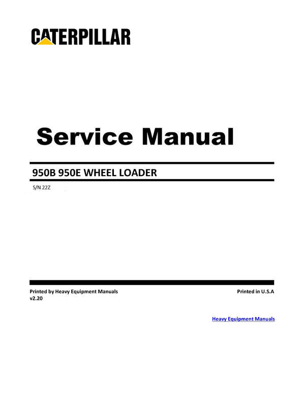 Caterpillar 950E WHEEL LOADER Service Manual 22Z