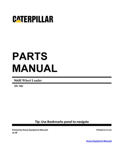 Caterpillar 966H Wheel Loader Parts Manual A6J
