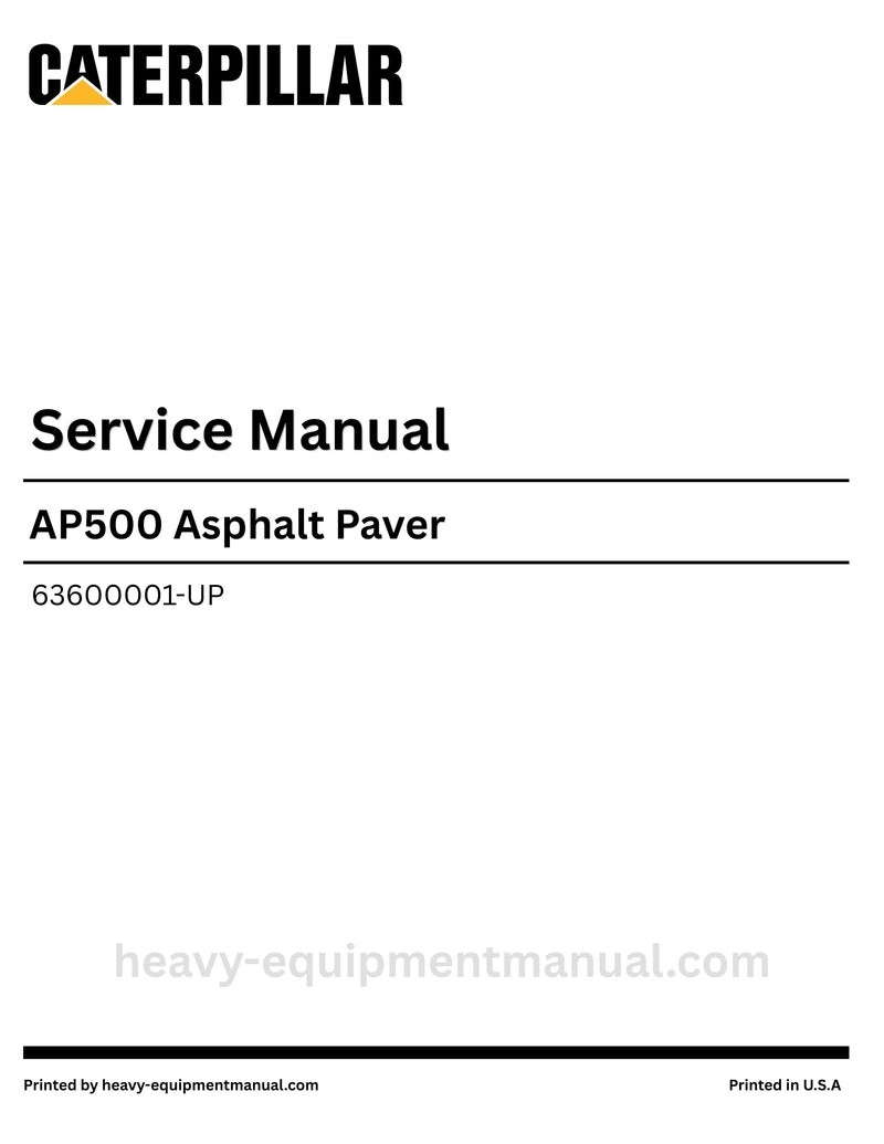 Caterpillar AP500 Asphalt Paver Service Manual (63600001-UP) PDF Download