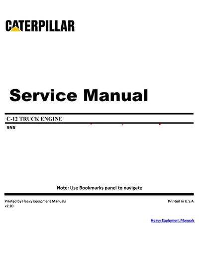 Caterpillar C12 Truck Engine Full Complete Service Manual 9NS
