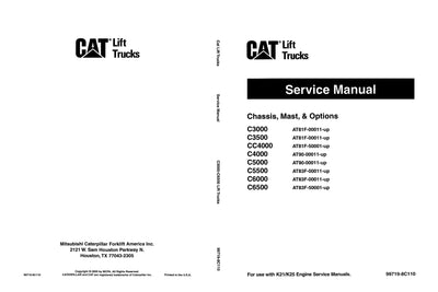 Caterpillar C3000 C3500 CC4000 C4000 C5000 C5500 C6000 C6500 Forklift Service Manual