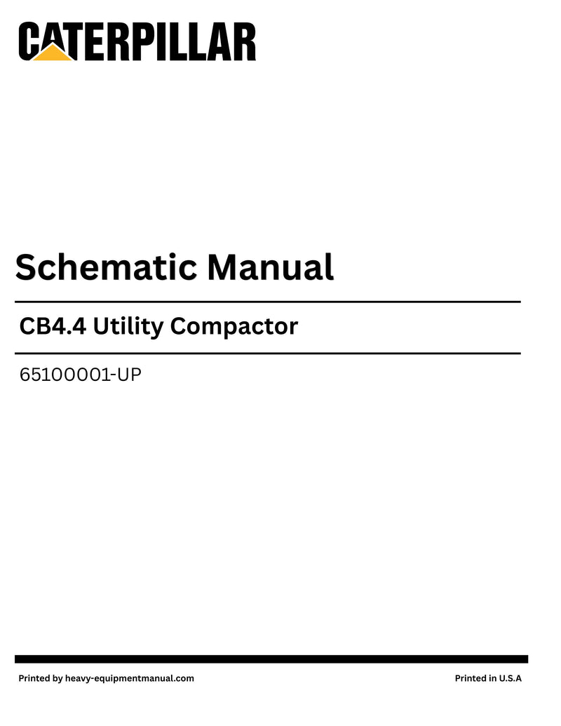Caterpillar CB4.4 Utility Compactor Complete Schematic Manual 65100001-UP