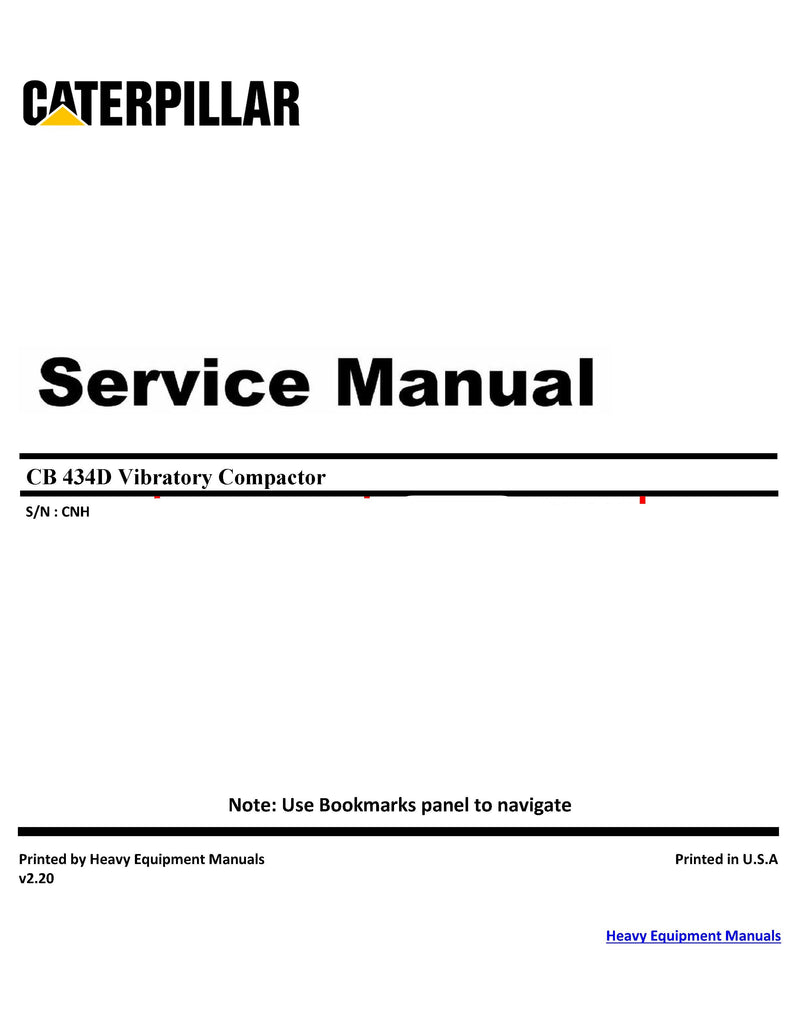 CB-434D Caterpillar VIBRATORY COMPACTOR Service Repair Manual CNH00001-UP
