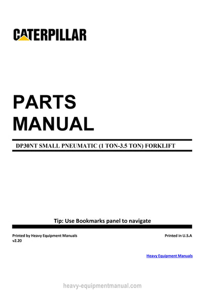 Caterpillar Forklift Parts Manual - PDF Download