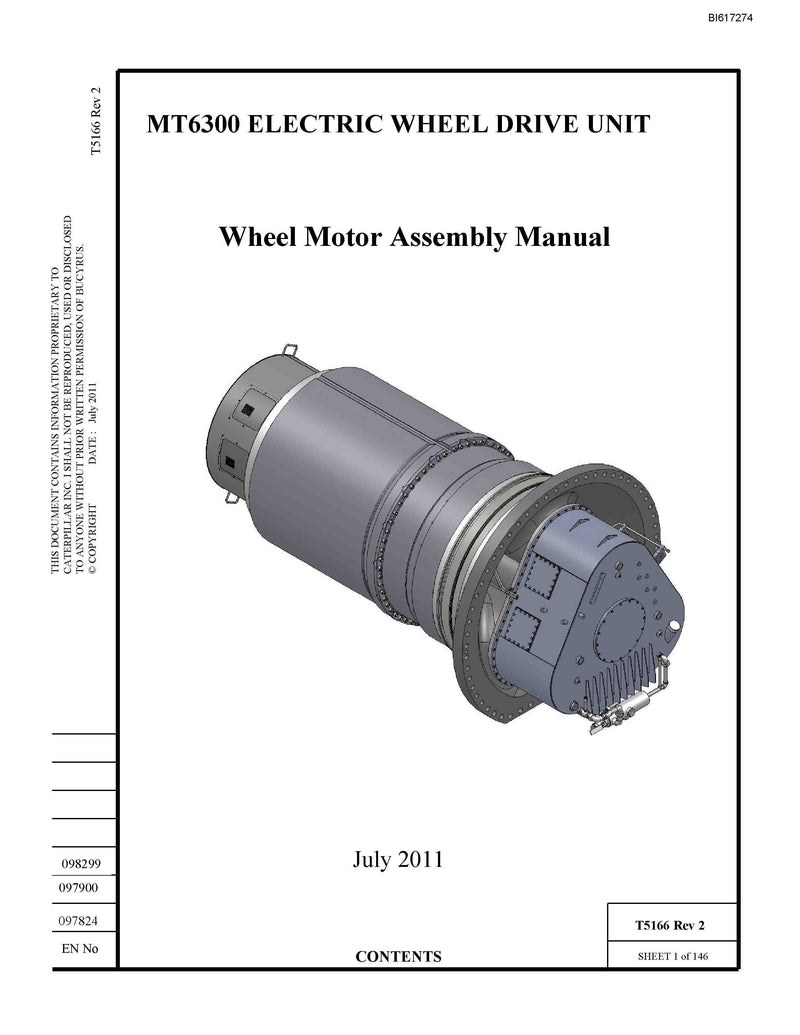 Caterpillar Electric Wheel Drive Unit MT6300 Wheel Motor Assembly Manual BI617274