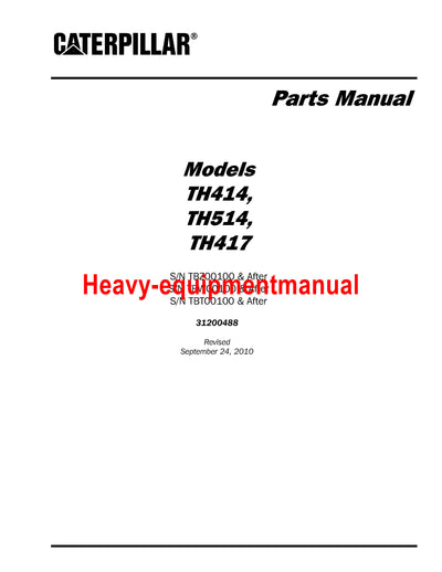 Caterpillar TH514 Telehandler Parts Manual TBW