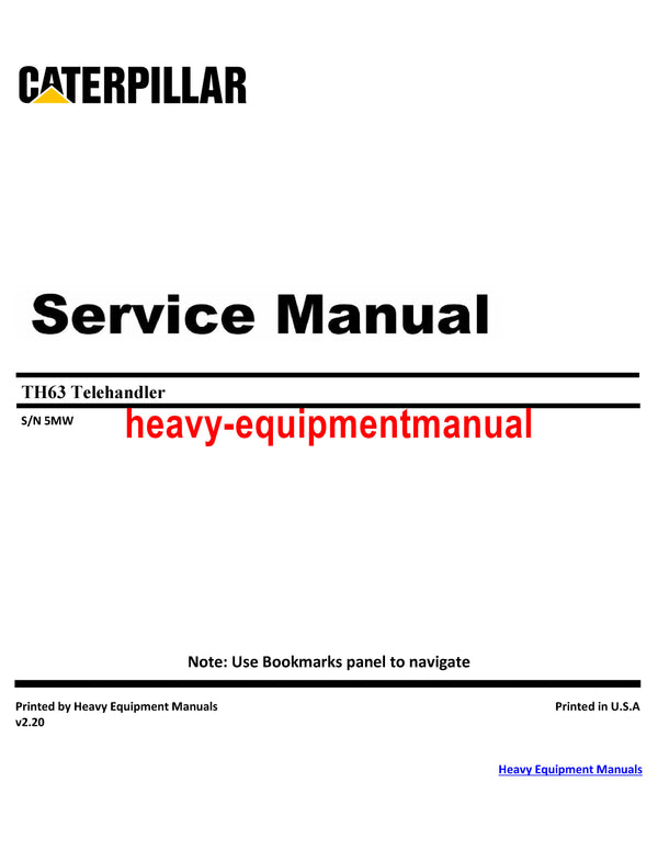Caterpillar TH63 Telehandler Service Manual 5WM