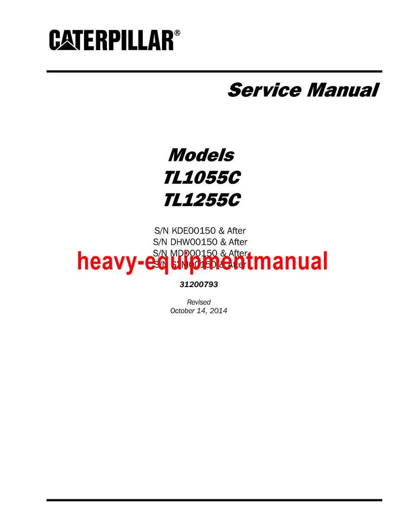 Caterpillar TL1055C TELEHANDLER Full Complete Service Repair Manual KDE