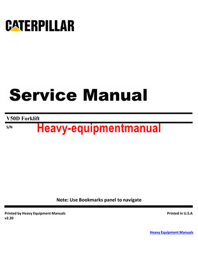 Download Caterpillar V50D Forklift Service Repair Manual Pdf