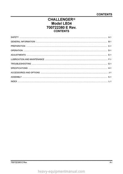 Challenger LB34 Large (3x4) Rectangular Baler Operation and Maintenance Manual PDF