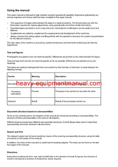 Claas Jaguar 980, 970, 960, 950, 940, 930 Forage Service Manual