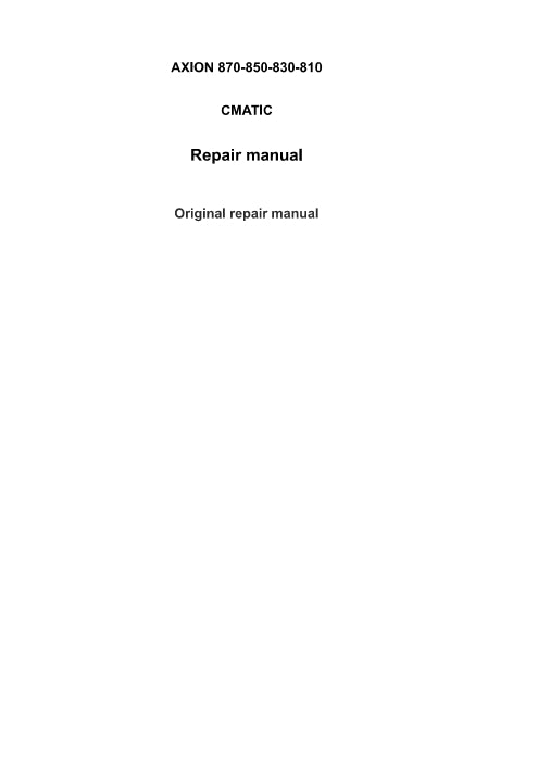 Claas AXION 880-810 CMATIC Stage V (A51) PDF Service Repair Manual