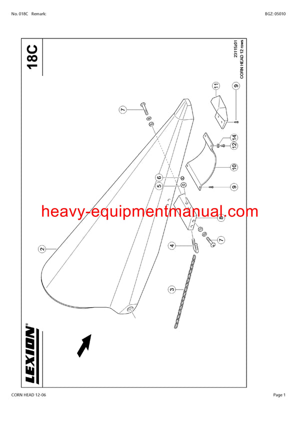 PDF Claas 12 - 06 Corn Head Combine Parts Manual