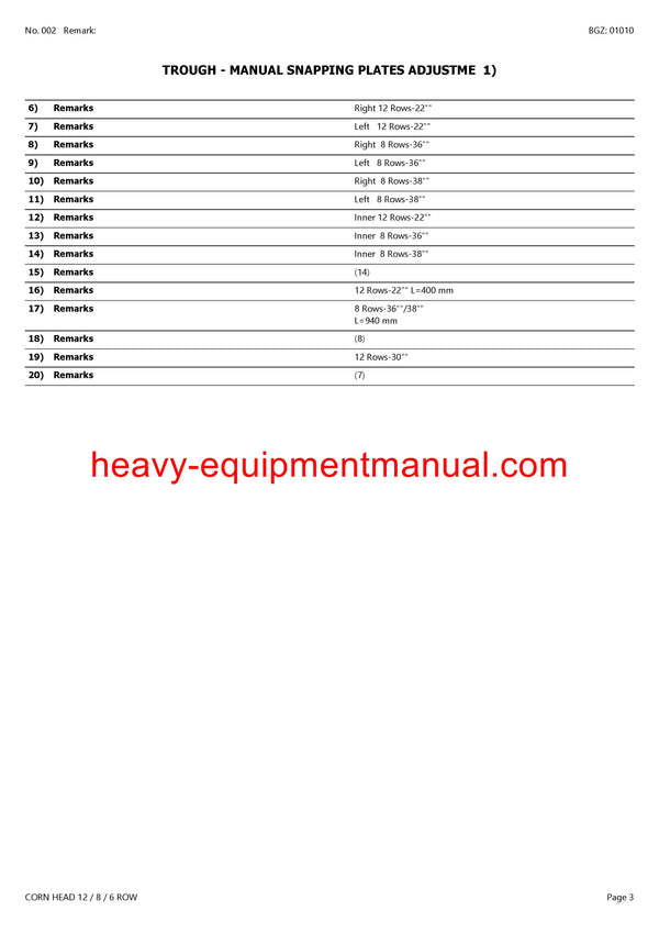 PDF Claas 12 8 6 Row Corn Head Combine Parts Manual