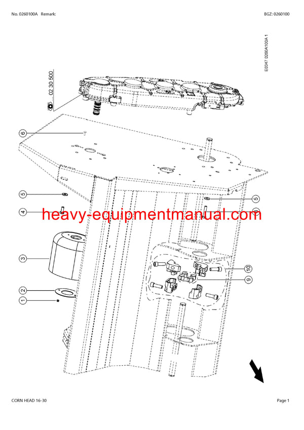 Download Claas Corn Head 16-30 Combine Parts Manual PDF 92100011-92199999