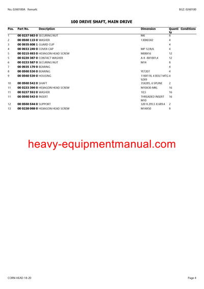 Download Claas Corn Head 18-20 Combine Parts Manual