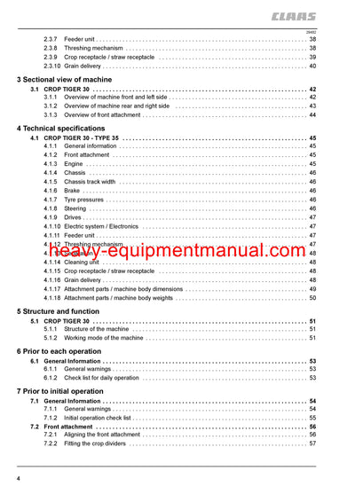 Download Claas Crop Tiger 30 Combine Harvester Operator's Manual