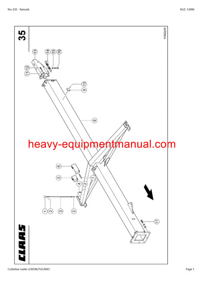 Download Claas Cutterbar Trailer Lexion Tucano Combine Parts Manual Sn 51900011-51999999