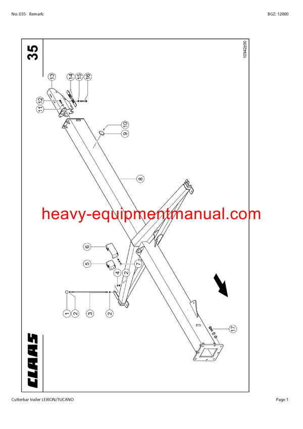 Download Claas Cutterbar Trailer Lexion Tucano Combine Parts Manual Sn 51900011-51999999