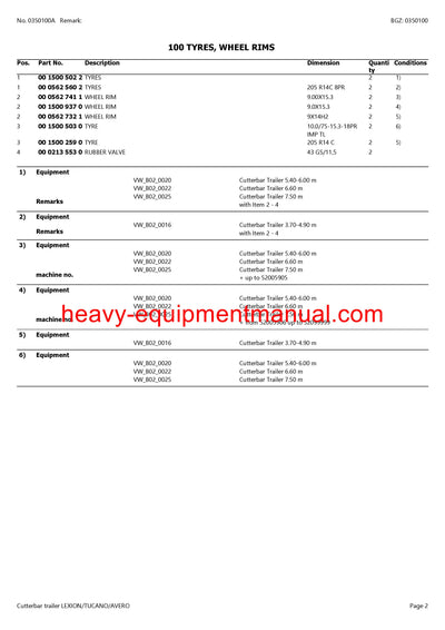 Download Claas Cutterbar Trailer Lexion Tucano Avero Combine Parts Catalog Manual