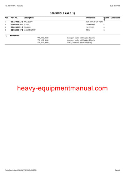 Download Claas Cutterbar Trailer Lexion Tucano Avero Combine Parts Catalog Manual