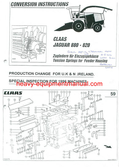 Claas Jaguar 880 + 860 + 840 + 820 Forage Harvester Service Repair Manual Download