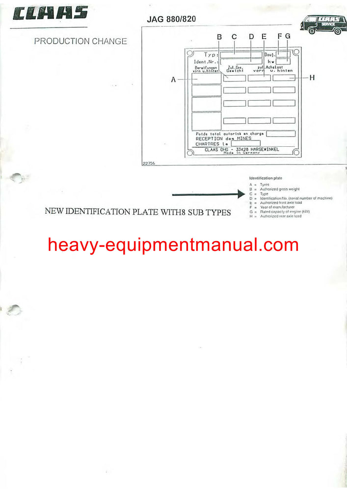 Claas Jaguar 880 860 840 820 Forage Harvester Service Repair Manual