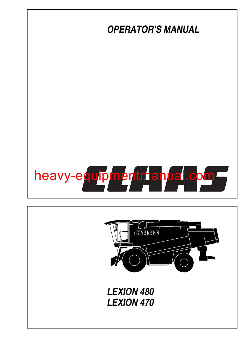 Claas Lexion 480, 470 Combine Harvester Operator's Manual