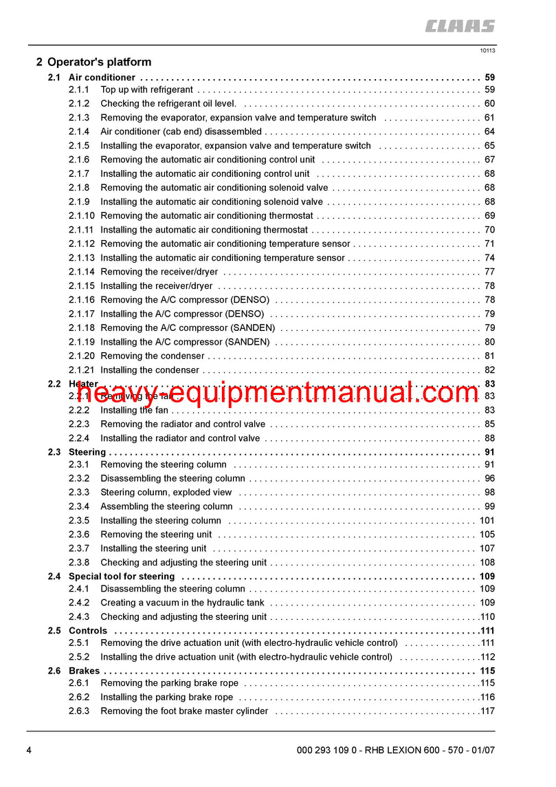 Claas Lexion 570, 580, 600 Combine Harvester Service Repair Manual