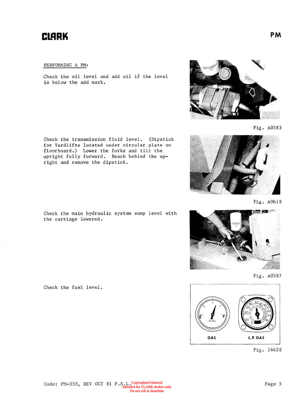 Clark 915 (PMA-544) Forklift Planned Maintenance & Adjustment Manual - PDF Download