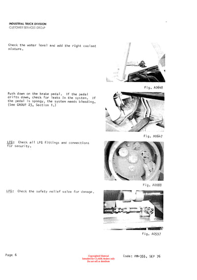 Clark 915 (PMA-544) Forklift Planned Maintenance & Adjustment Manual - PDF Download