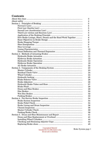 Clark Brakes BR-120 Technical Training Manual - PDF Download