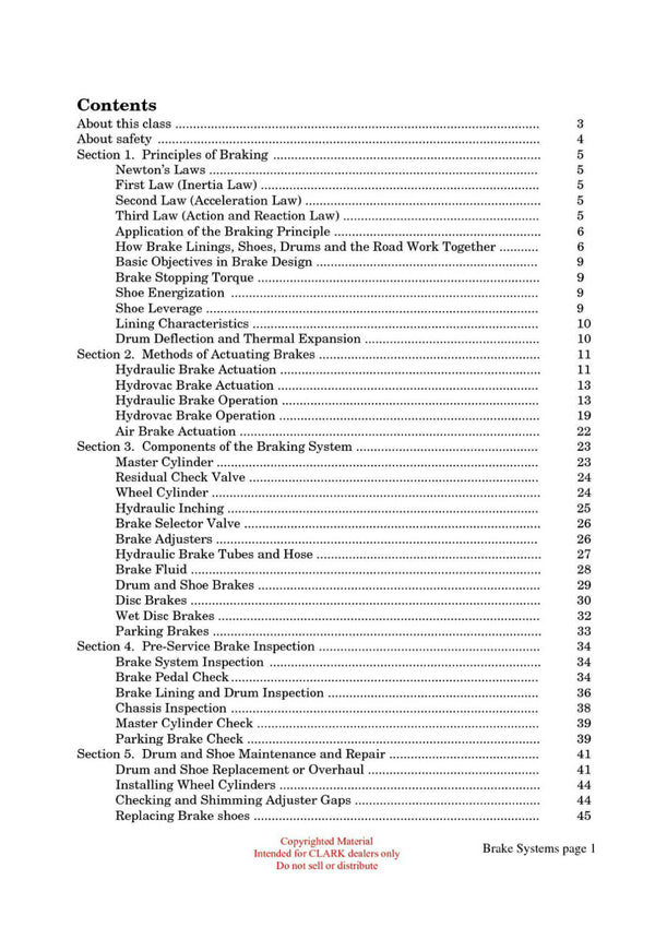 Clark Brakes BR-120 Technical Training Manual - PDF Download