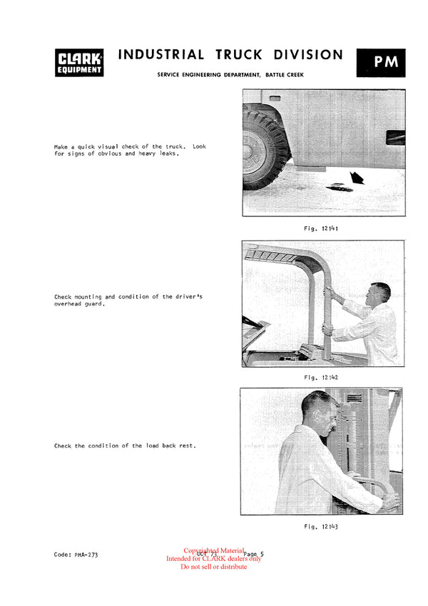 Clark C500 30-55 (PMA-273) Forklift Planned Maintenance & Adjustment - PDF Download