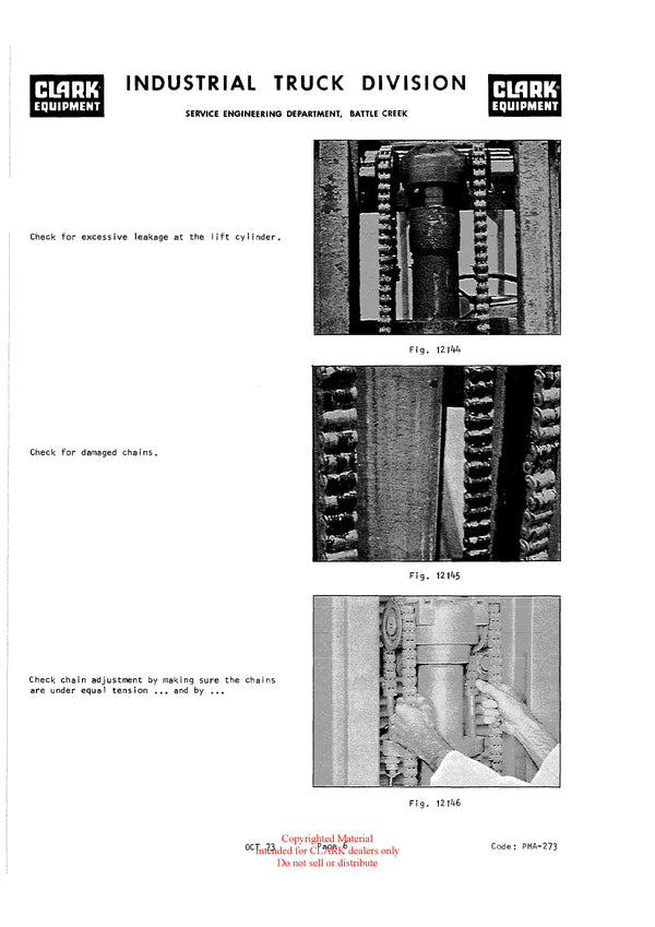 Clark C500 30-55 (PMA-273) Forklift Planned Maintenance & Adjustment - PDF Download
