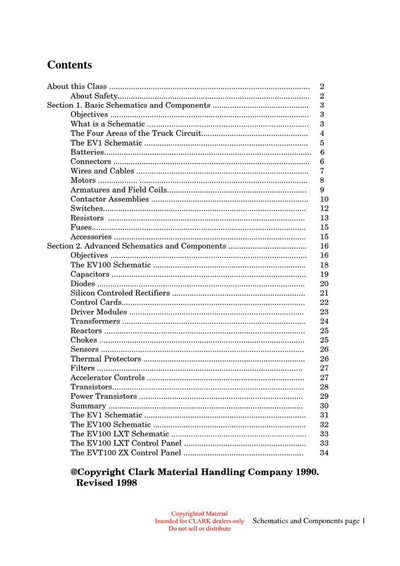 Clark ET-101 Forklift Schematics and Components Technical Training Manual - PDF Download